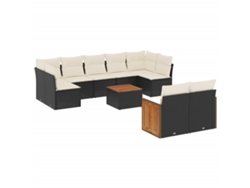 Maison Exclusive - Set De Sofás De Jardín 10 Pzas Cojines Ratán Sintético Negro
