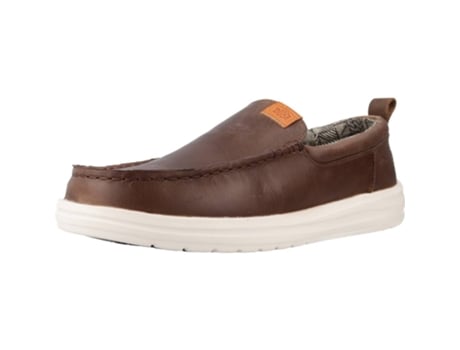 Zapatos de Hombre HEY DUDE Wally Grip Moc Piel Marrón (43)