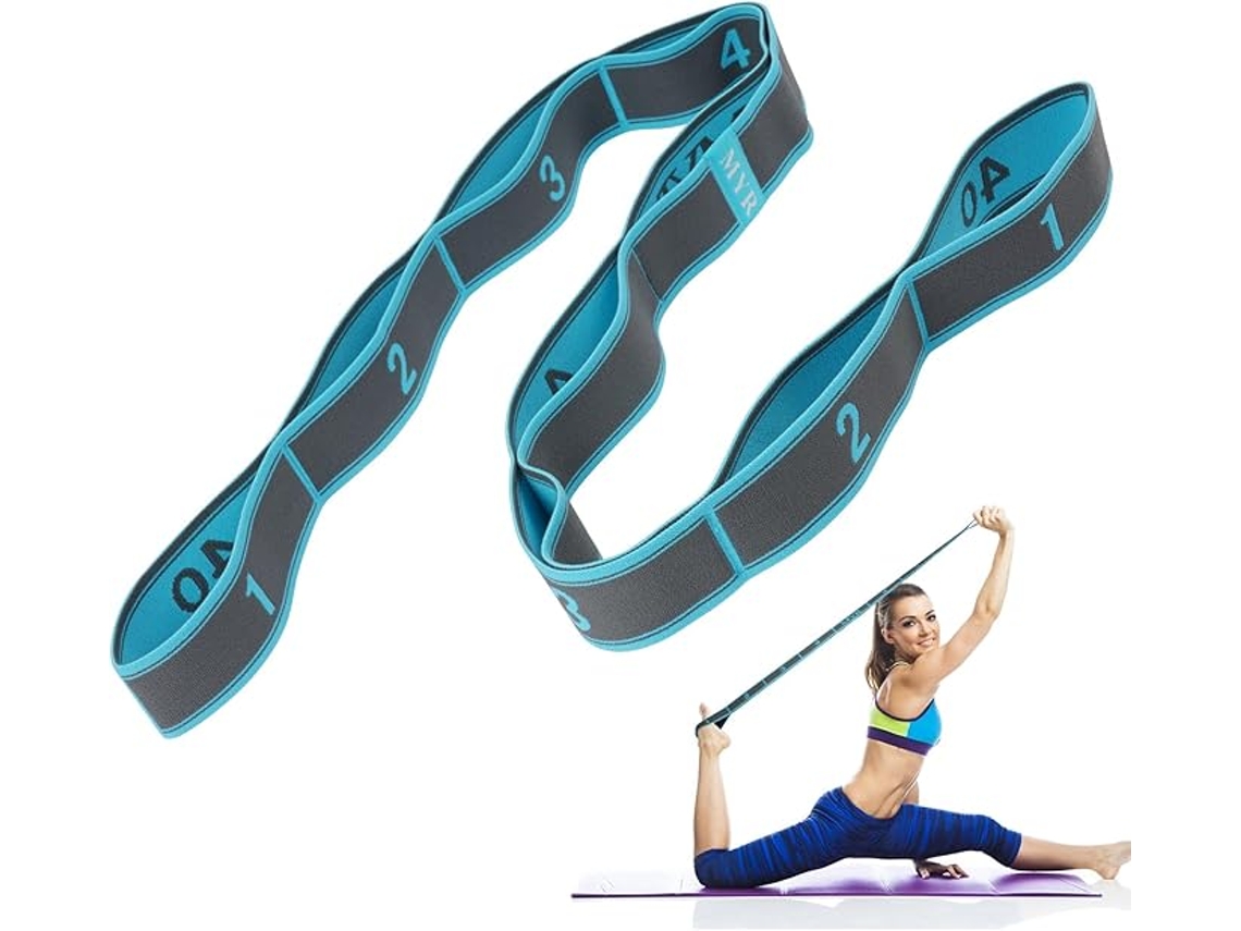Cinturón de yoga con 9 anillas, muy elástico para estiramientos, pilates, danza y gimnasia ZYBLSSBB