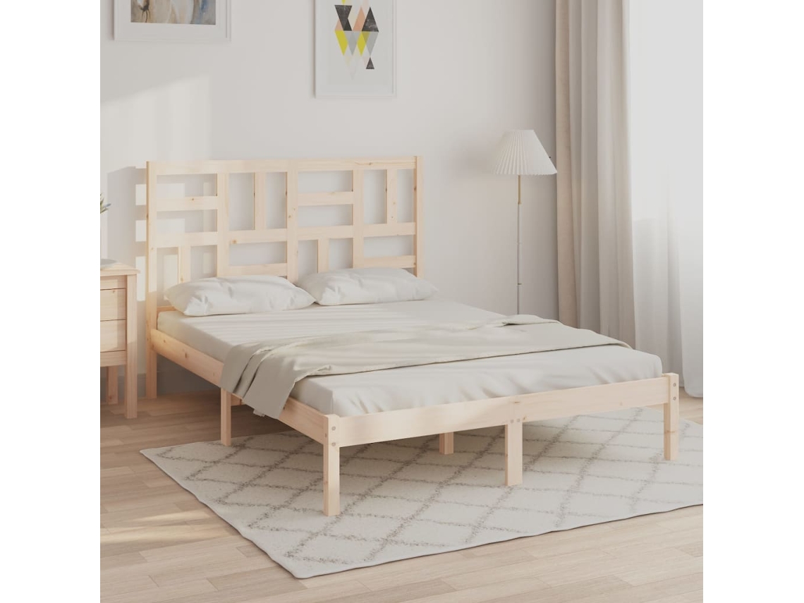 Estructura De Cama Sin Colchón Madera Maciza 140x200 Cm
