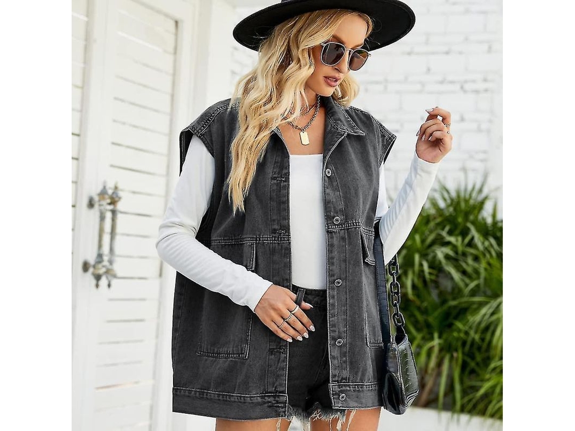 2026-chaleco Vaquero Para Mujer Sin Mangas Con Botones Y Bolsillos Casual Outerwear Verano Otoño