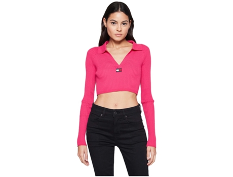 Camiseta de Mujer TOMMY JEANS Jersei Tjw Badge Rib Rosa (L)