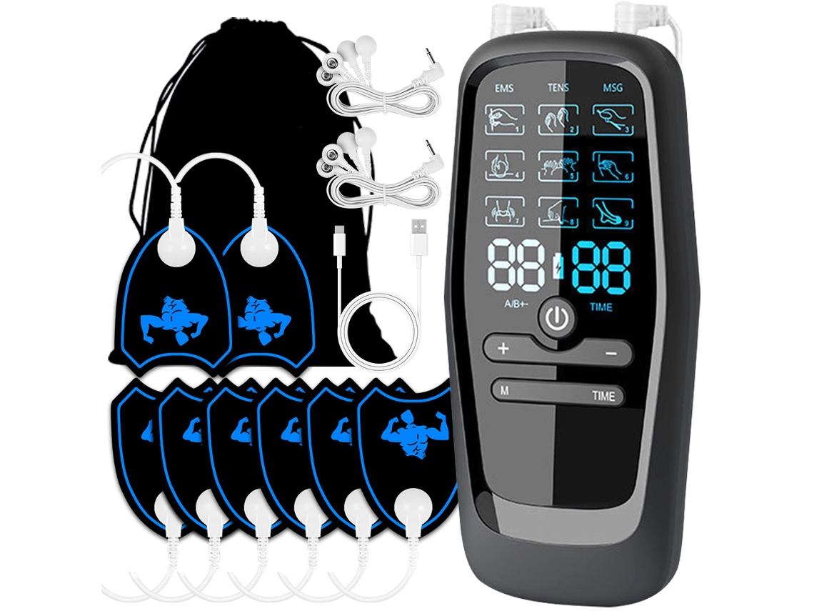 Estimulador muscular EMS, 8 electrodos, recargable, adecuado para ejercicio y relajación de todo el cuerpo, negro HEXINYIGJLY
