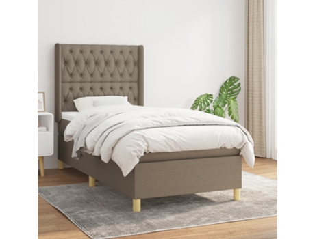 vidaXL Cama con somier y colchón 90x190 cm tela gris marrón