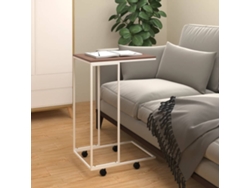 Mesa Auxiliar Con Ruedas Madera Ingeniería Blanco 40x30x63,5 Cm