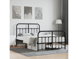 Estructura Cama Sin Colchón Con Estribo Metal Negro 120x200 Cm