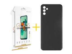 Pack 2 X Película de Vidrio Templado 2.5D + Funda SKYHE para Samsung Galaxy A55 5G Silicona Liso Negro 