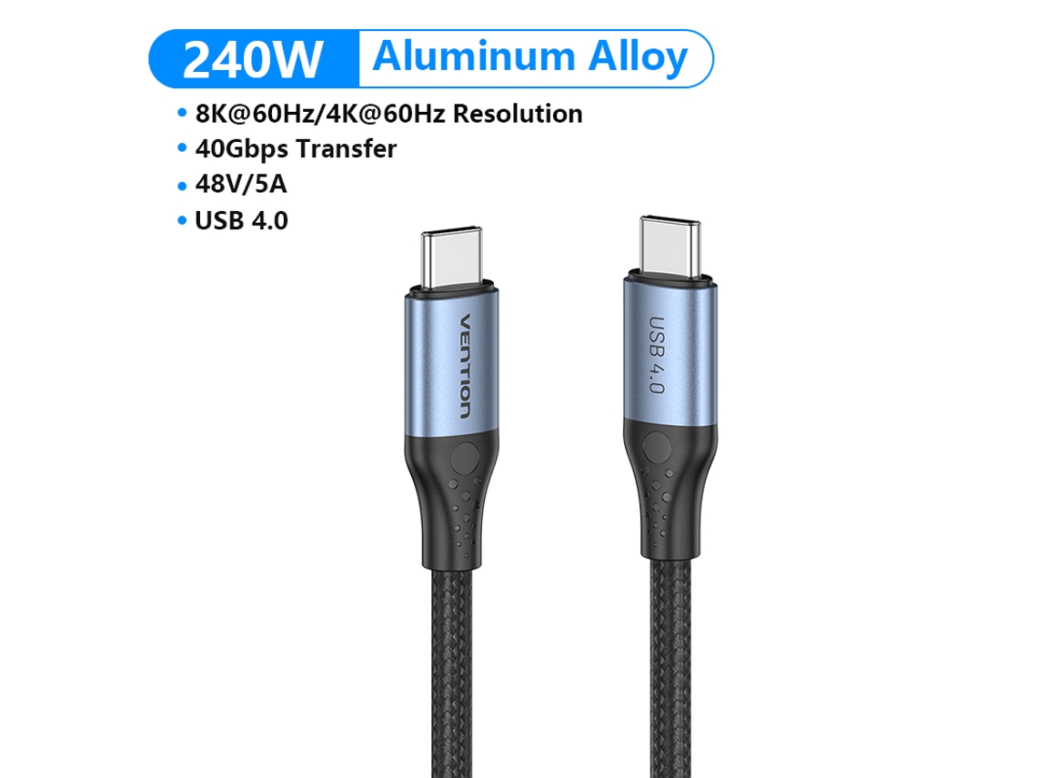 Cable USB-C 240W 5A 40Gbps USB 4.0 PD, compatible con PS5, Nintendo Switch, Samsung Galaxy, MacBook Pro y PD3.1.