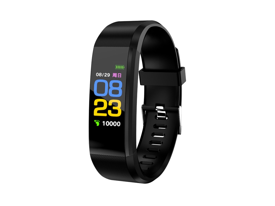 Pulsera inteligente con monitor de ritmo cardíaco, presión arterial y fitness, color negro