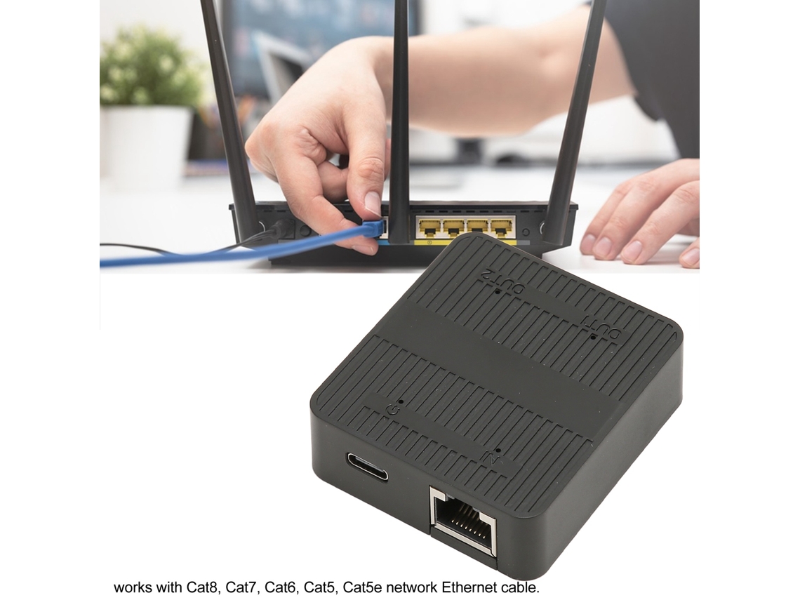 Divisor Ethernet RJ45 Baoj-2026, 1 entrada, 2 salidas, 1000 Mbps, cable LAN USB-C para conmutador, TV, PC
