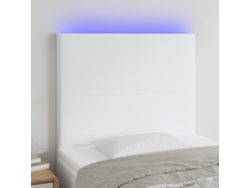 Cabecero Con Luces Led Cuero Sintético Blanco 90x5x118/128 Cm