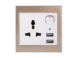 Tomacorriente Mural Usb (fuente De Alimentación De Tres Patas, Carga Usb Doble)