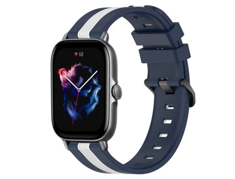 Correa Smartwatch para Amazfit GTS 3 20mm Vertical Silicona Bicolor (Azul + Blanco)