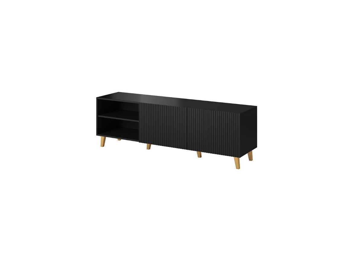 Mueble de TV CAMA MEBLE PAFOS RTV150 CZ Negro Oro Plástico Madera MDF 150x52x42 cm