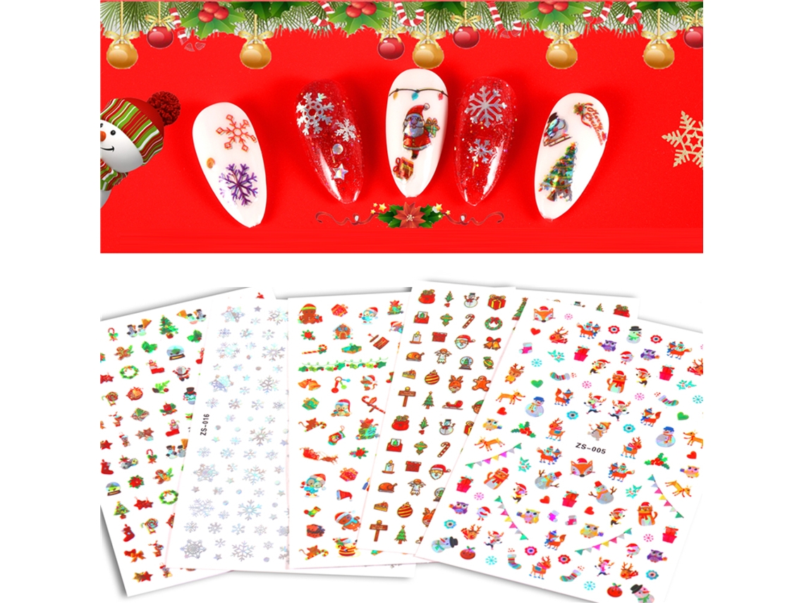 Pegatinas navideñas autoadhesivas transferibles para uñas, ideales para manicuras, mujeres y niños.