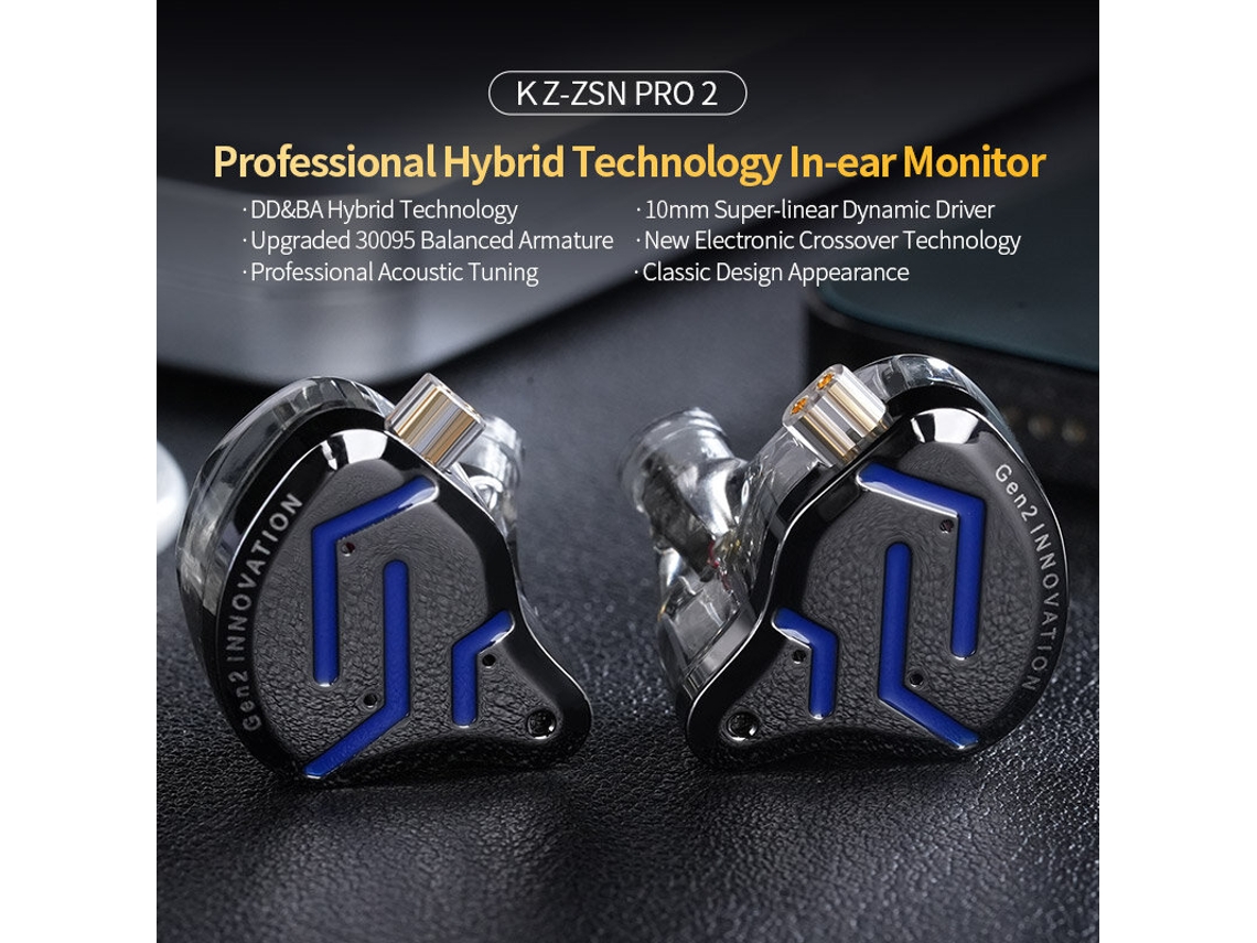 Auriculares con cable KZ ZSN Pro 2 de 3,5 mm, tecnología 1BA 1DD 30095, control dinámico superlineal de 10 mm, monitor de sonido HiFi, balanceado, para aficionados