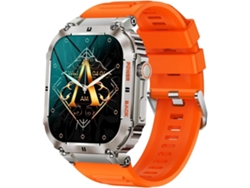 Reloj inteligente con pantalla grande de 1,96" para hombre, Android, estilo militar, ideal para fitness. Permite realizar y contestar llamadas.