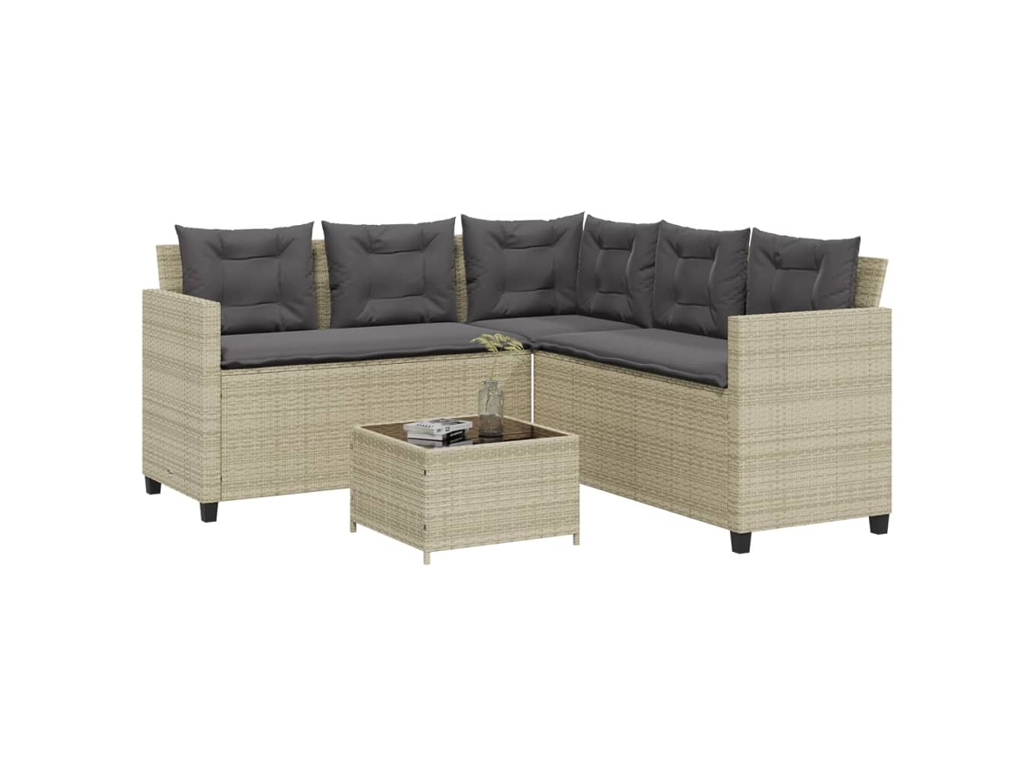 Sofá de jardín en LC/Mesa y cojines de mimbre gris claro Dkd Home Decor