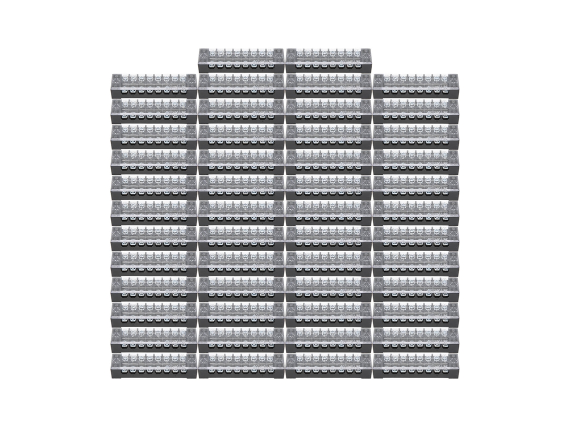 Bloque de terminales de doble fila TB 1508L, 50 unidades, 15 A, 600 V, 8 secciones, conector para placa de cableado