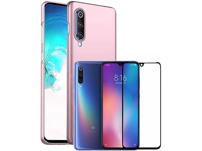 Kit Carcasa y Protector Cristal 5D Xiaomi Mi 9 SlimShield Rosa