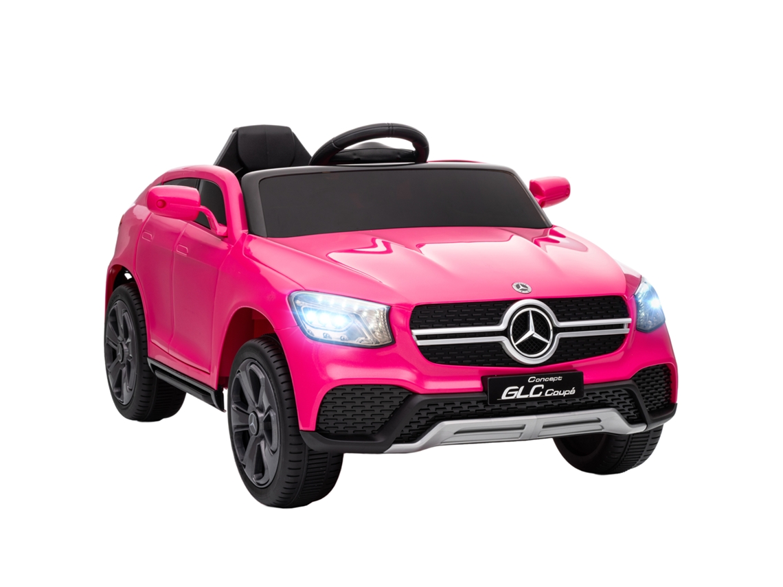 Coche eléctrico infantil de 12 V con mando a distancia y LED rosa