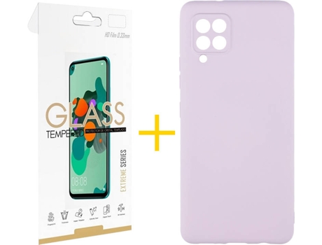 Carcasa y Protector de Pantalla de Vidrio Samsung A42 5G SKYHE Silicona Líquida Morado