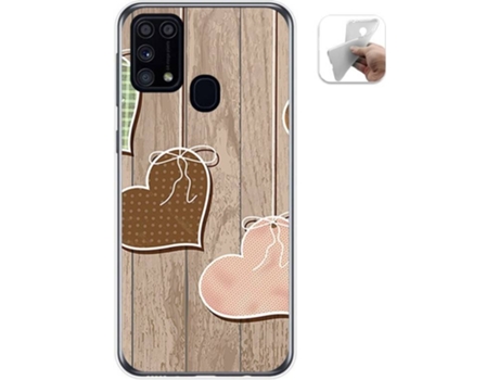 Carcasa Samsung Galaxy M31 TUMUNDOSMARTPHONE Corazones Madera Multicolor