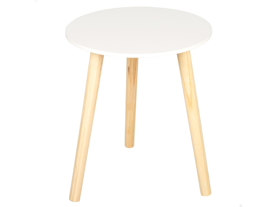 Mesa auxiliar redonda de madera blanca D35x40 cm Max Home