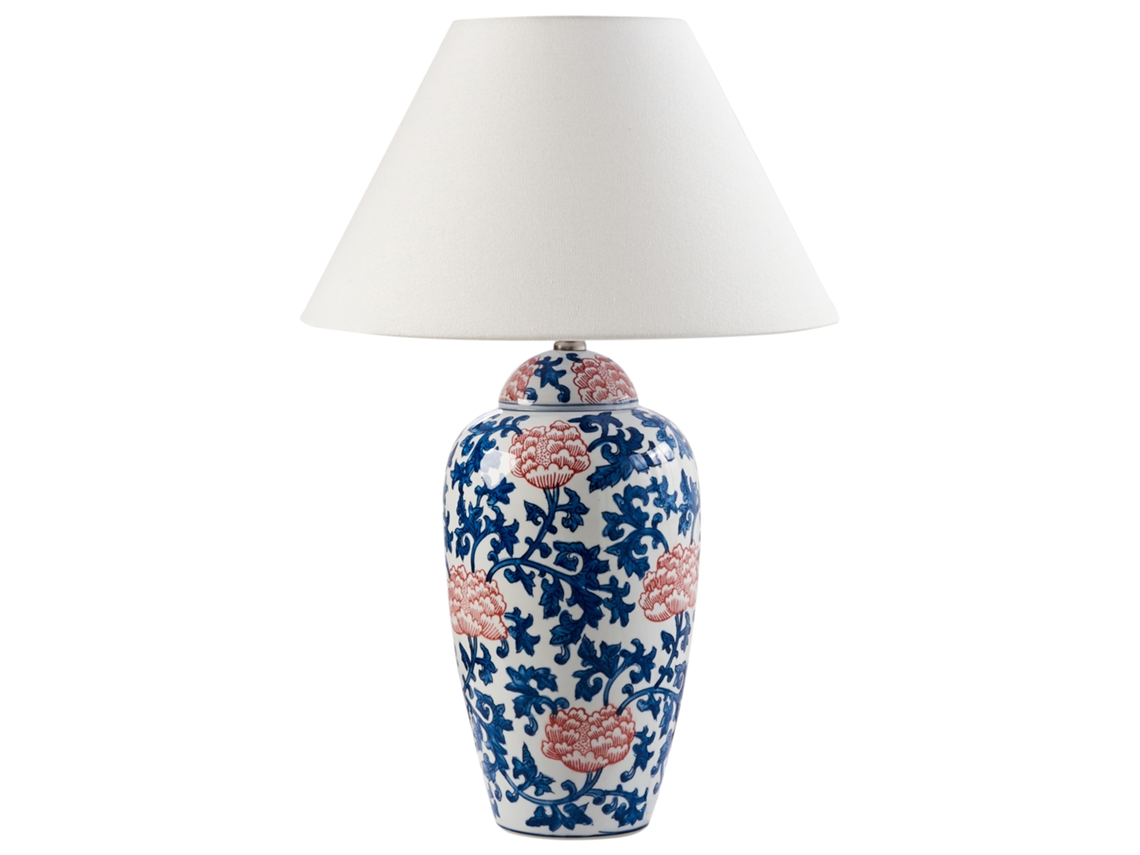 Lámpara de mesa de porcelana Beliani Verusa roja 41x41x65