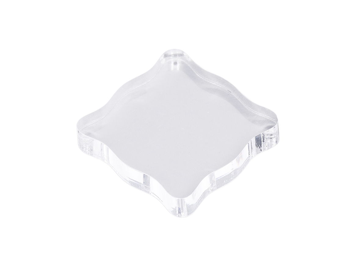 Bloque de tinta acrílica transparente con mango curvo para sellos DIY TL005