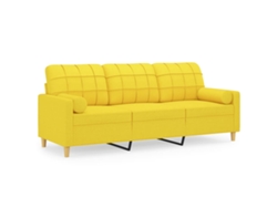 Maison Exclusive - Sofá De 3 Plazas Con Cojines Tela Amarillo Claro 180 Cm