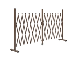 Puerta de tijera retráctil, barrera de seguridad para jardín, aluminio, marrón, 103,5 cm de alto