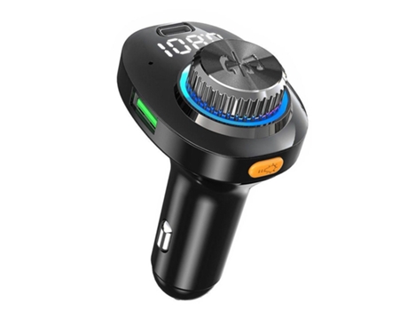 Transmisor FM Bluetooth con carga USB dual, llamadas manos libres y compatibilidad universal para teléfonos inteligentes (negro)