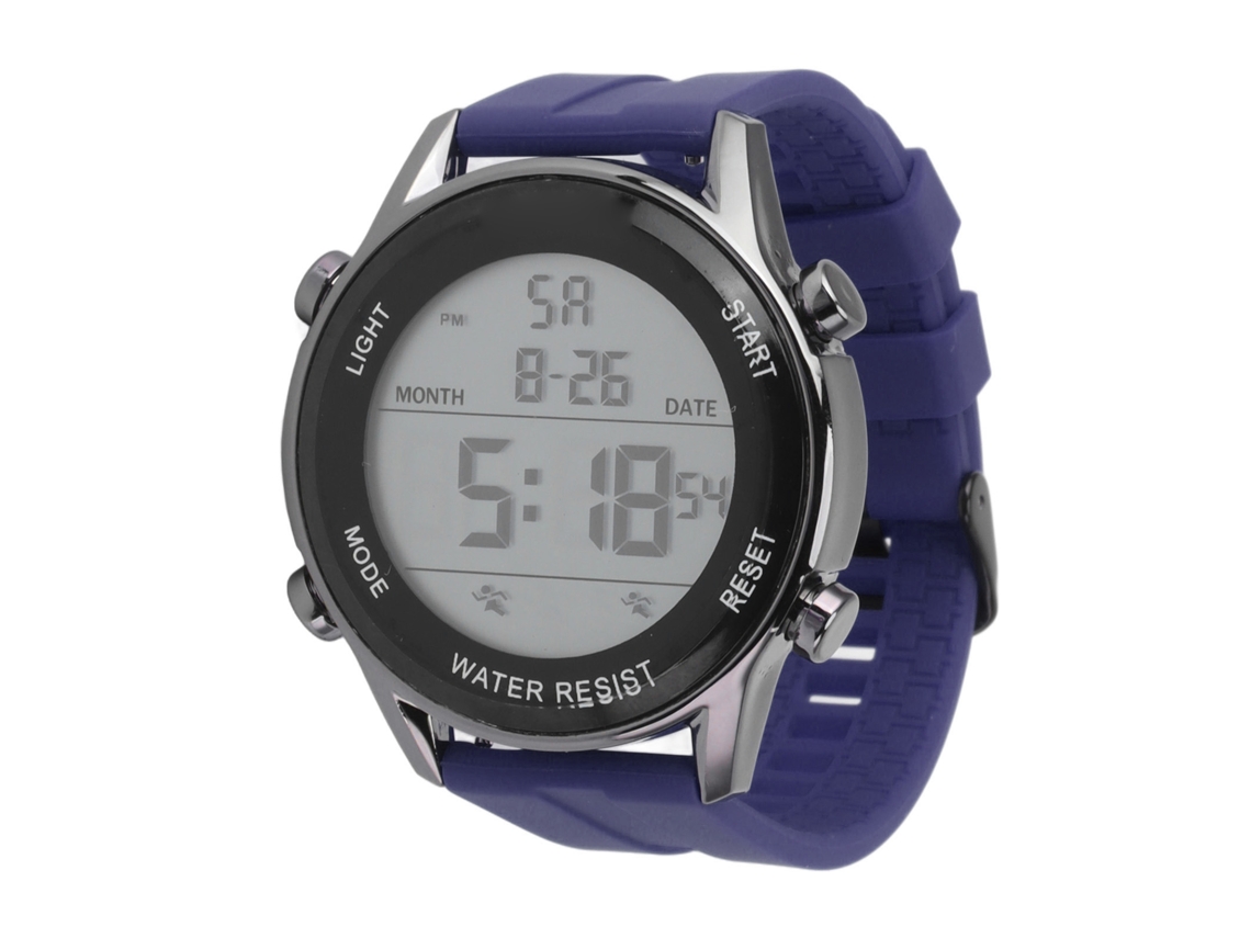 Relógio Esportivo Digital Eletrônico Luminoso À Prova D'água Tela Grande Pulseira De Silicone Para Atividades Ao Ar Livre Azul