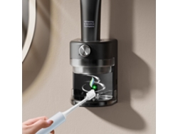 Dispensador de pasta de dientes eléctrico con volumen ajustable, montaje en pared, color negro Aeuzwr