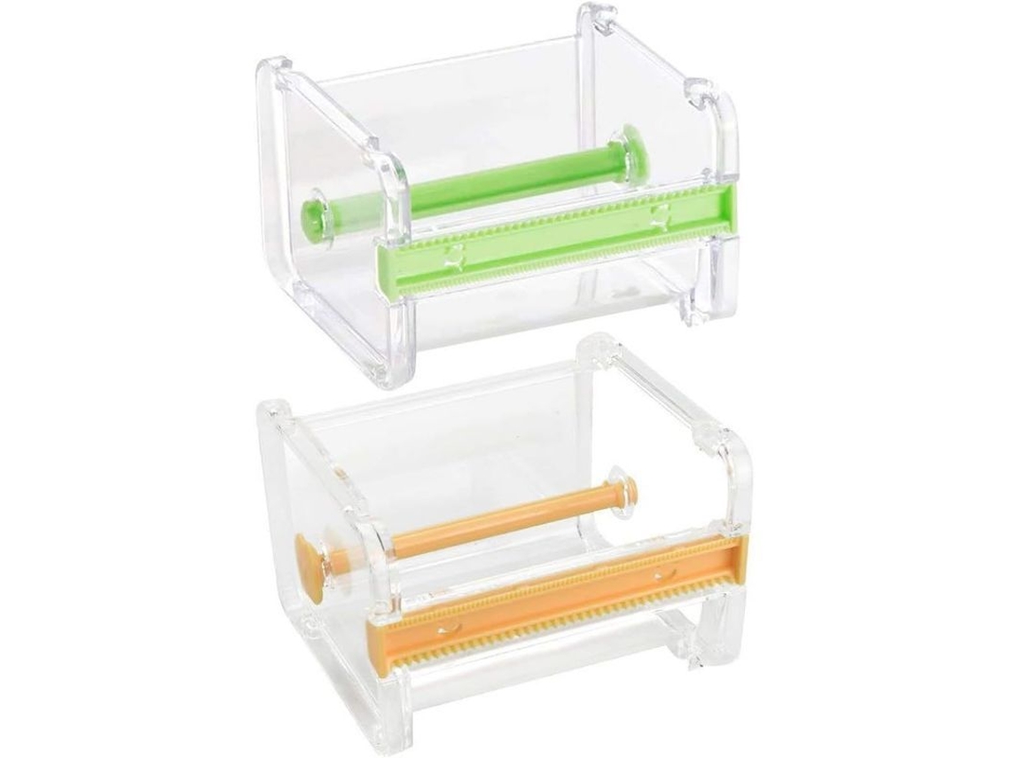 Dispensador De Cinta Adhesiva Transparente De 2 Unidades Con 2 Dientes, Diseño Apilable, 10,3*9,1*7,1 Cm