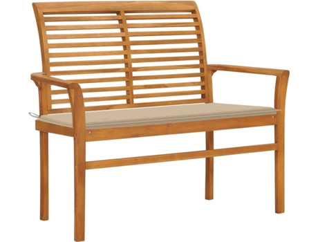Banco de jardín VIDAXL Beige Teca (112x55x94 cm)