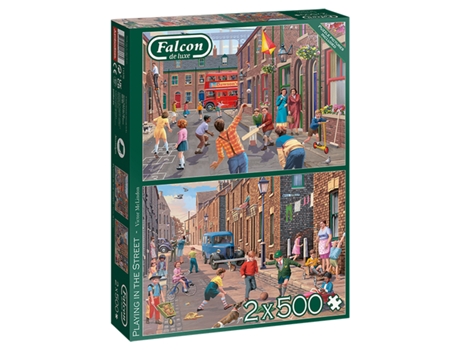 Puzzle Falcon de luxe Playing in the Street (2x500 pieces) rompecabezas 500 pieza(s) Gente