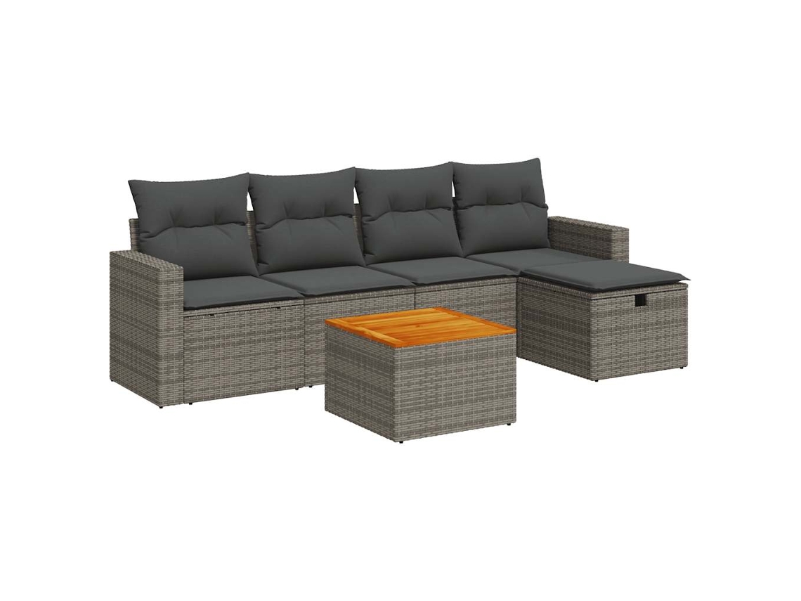 Conjunto 6 De Sofá De Jardín VIDAXL Gris Poli Ratán