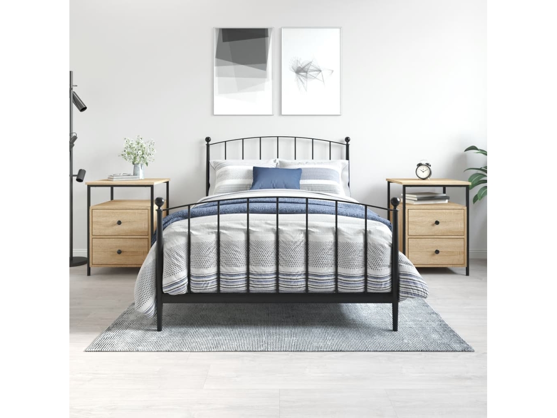 Mesitas de Noche 2 Pzs Derivados de Madera Roble Sonoma
