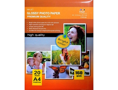 Papel Fotográfico A4 Brillante 160G / 20 Hojas