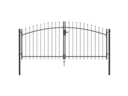 Puerta de jardín Vidaxl con doble apertura y parte superior de acero gris (299,5 x 199,5 cm)