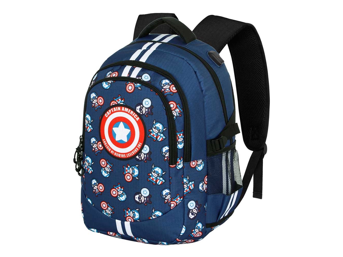 Marvel Capitán América Brave Mochila Running PLUS, Azul KARACTERMANIA