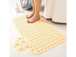 Alfombrilla De Baño Antiderrame Con Ventosas De Goma Seguras (beige, 36 Cm X 71 Cm)