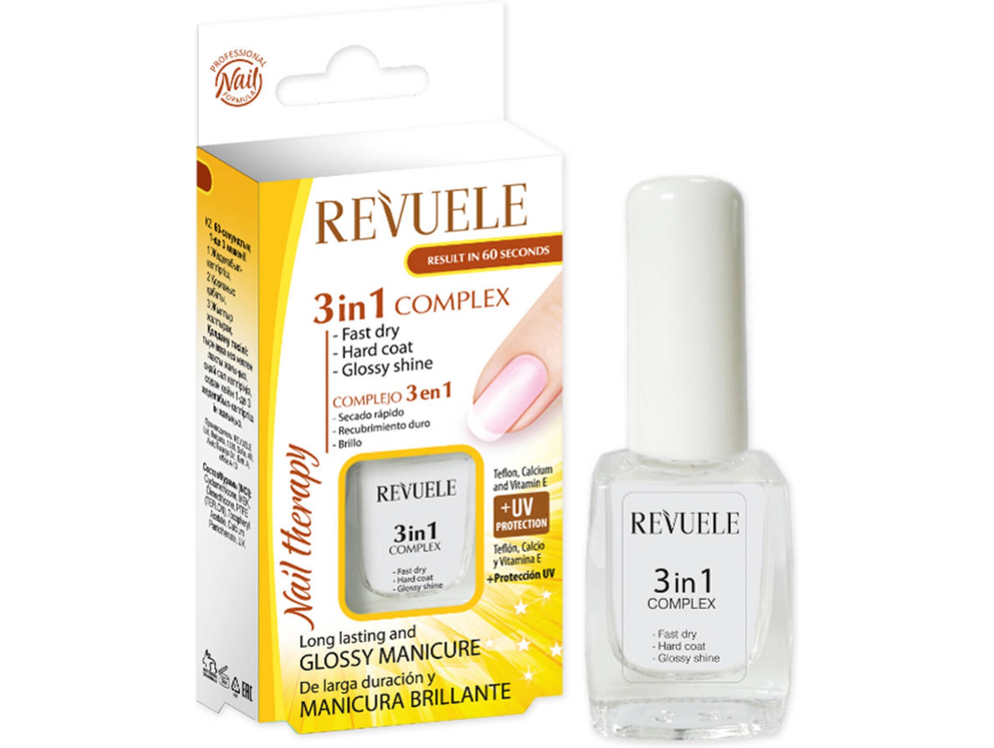 Esmalte REVUELE Nail Therapy 3 en 1 Secado, Protección y Brillo