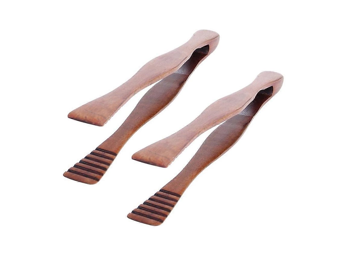 Pinzas de madera multifuncionales antiescaldaduras para barbacoa, ensalada y servicio de buffet