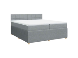 Maison Exclusive - Cama Box Spring Con Colchón Tela Gris Claro 200x200 Cm