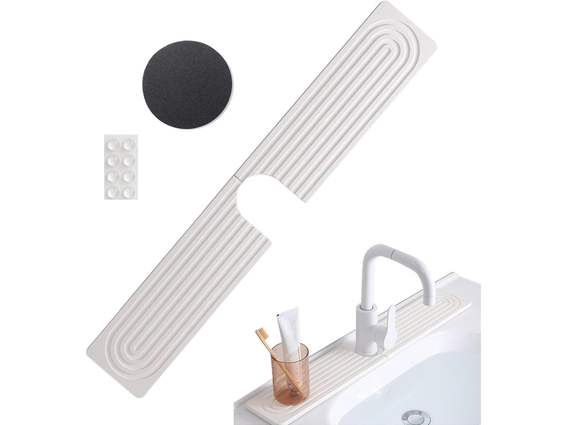 Tapis Pour Robinet D'évier De Cuisine - Tapis En Terre De Diatomée Pour Contour De Robinet,absorbe Les Gouttes Séchage