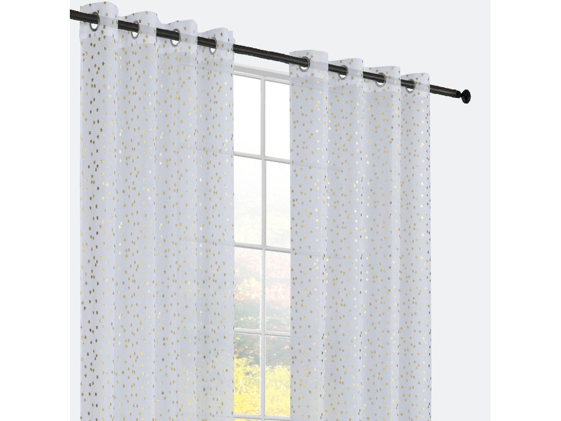 CORTINAS DOLLY COM ESTRELAS PRATEADAS BLANCO 140 x 260 cm -POINT HOME - Individual