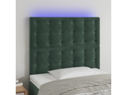 Cabecero Con Luces Led Terciopelo Verde Oscuro 80x5x118/128 Cm